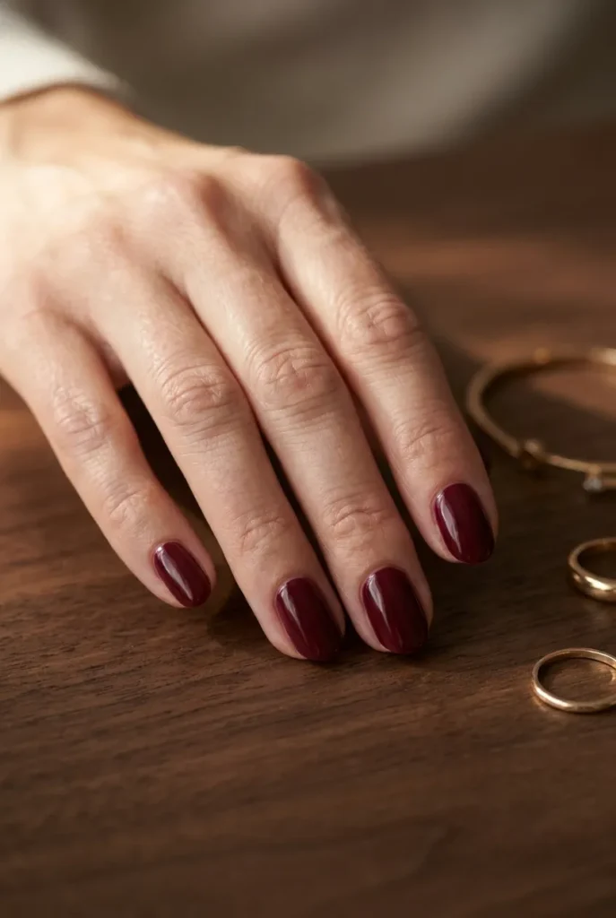 Deep Burgundy nails design