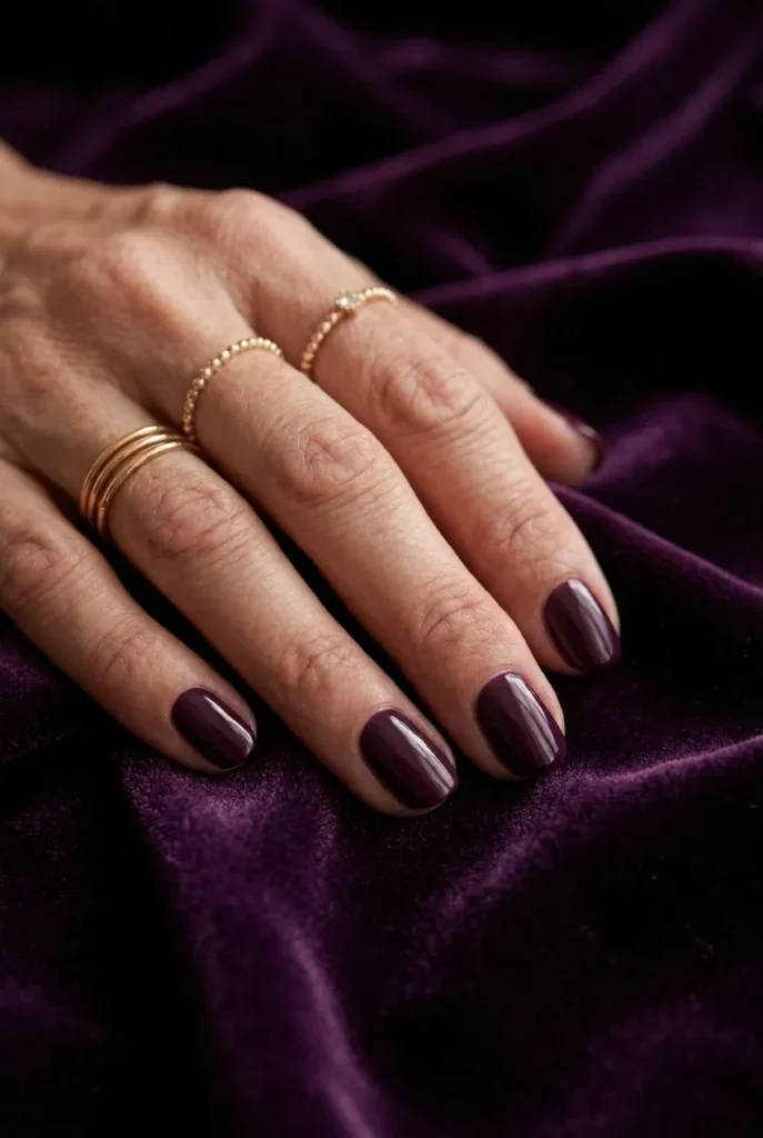 Deep plum or aubergine  nails design