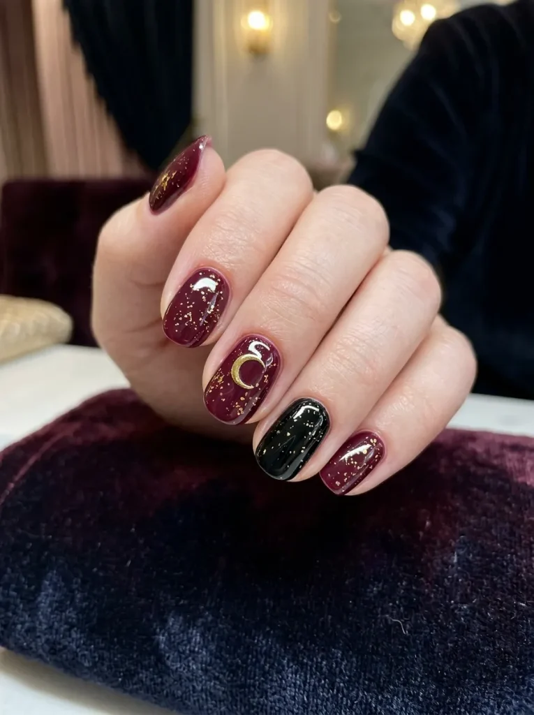 Deep Wine and Gold for an Elegant Fall Witch