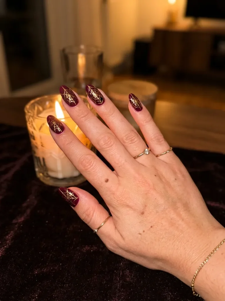 Deep Wine and Gold Web for an Elegant Twist