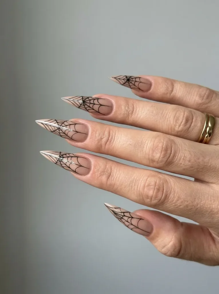 A Delicate Web on Stiletto Nails