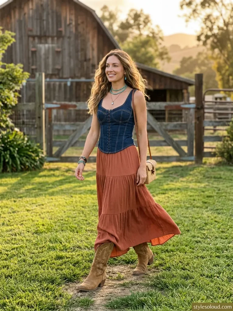 Denim Corset & Prairie Skirt