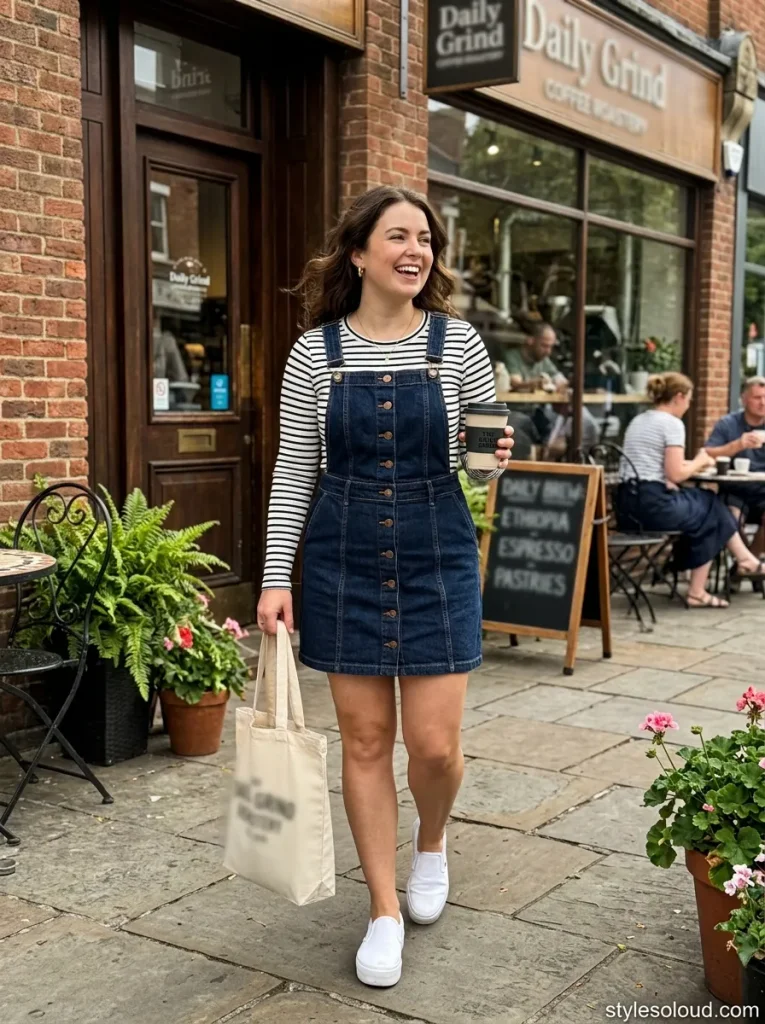 Denim Pinafore & Striped Tee