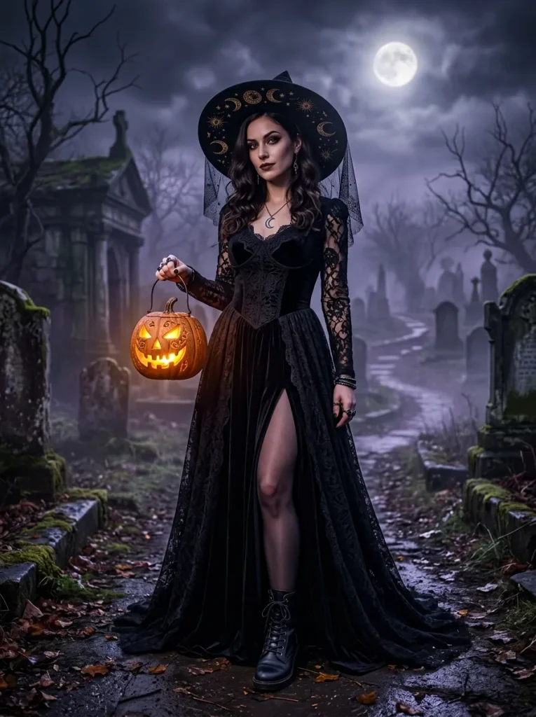 A Dramatic Lace Witch in Black