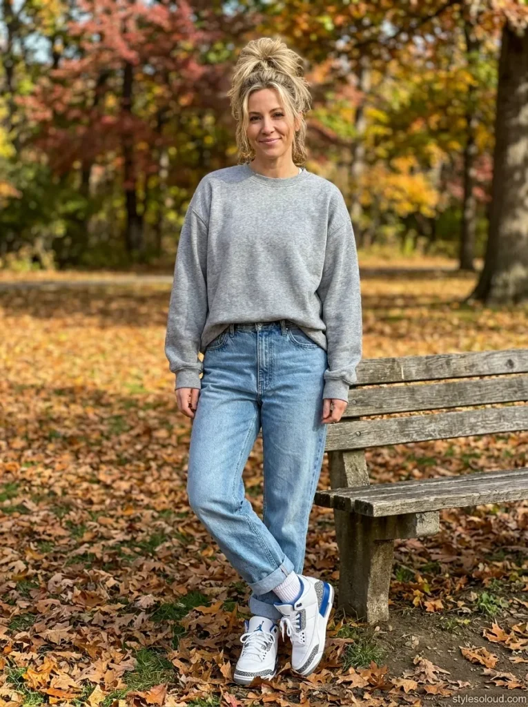 Easy Fall Transition Sweatshirt and Boyfriend Jeans
