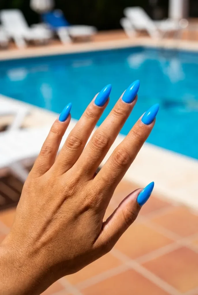 Electric blue neon Nails art