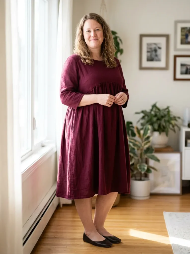 Empire waist dress — deep burgundy