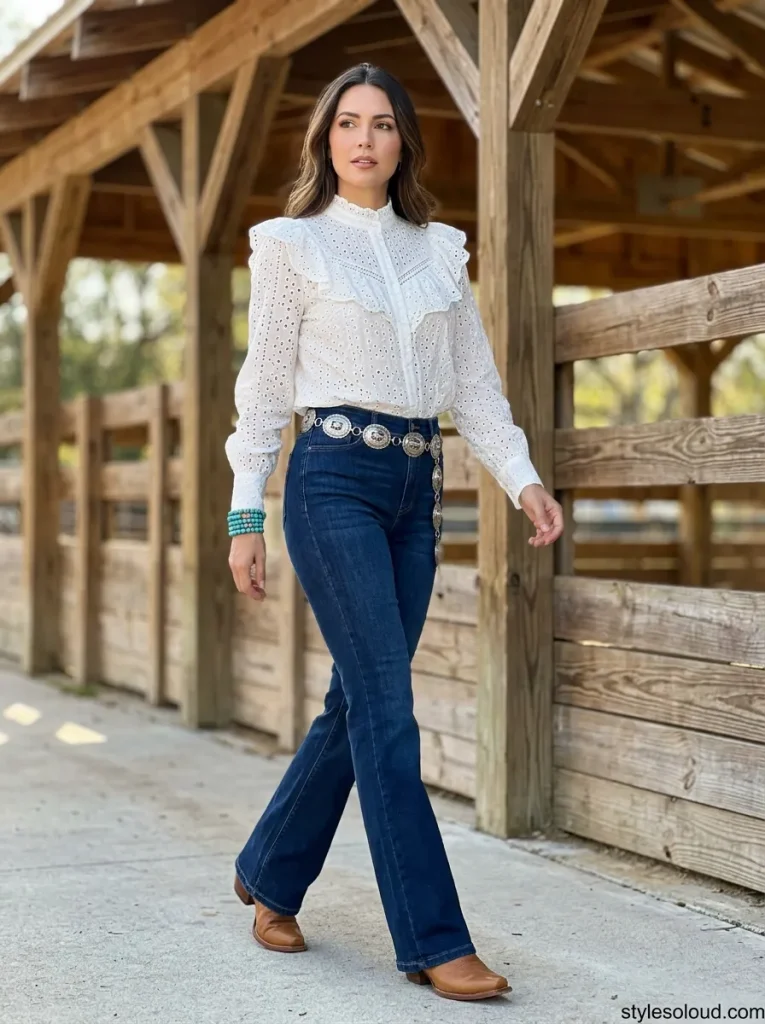 Eyelet Blouse & Concho Belt