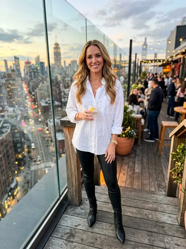 Faux Leather Leggings & Button Down