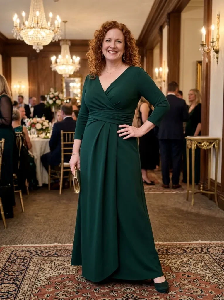 Faux-Wrap Ponté Gown