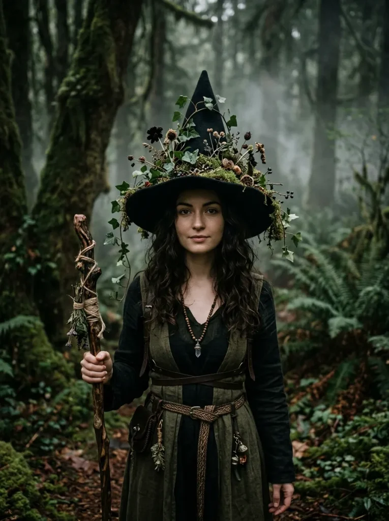 A Foliage-Trimmed Hat for a Forest Witch