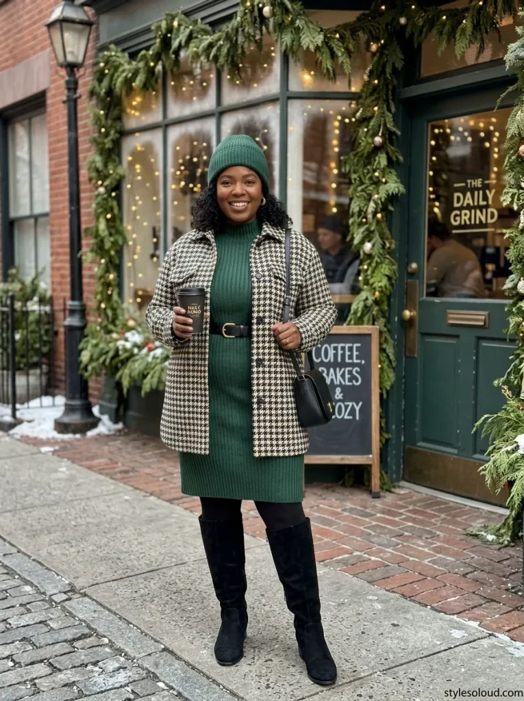 Forest Green Knit Dress & Shacket