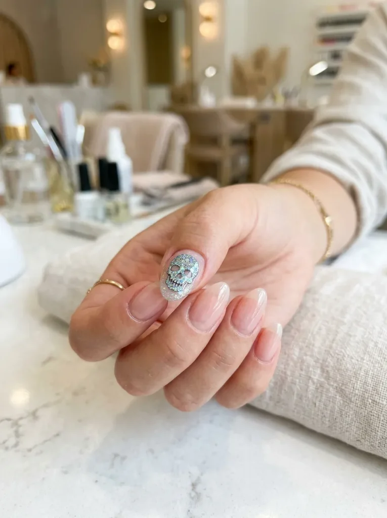 Glitter Skull Accent on Clear