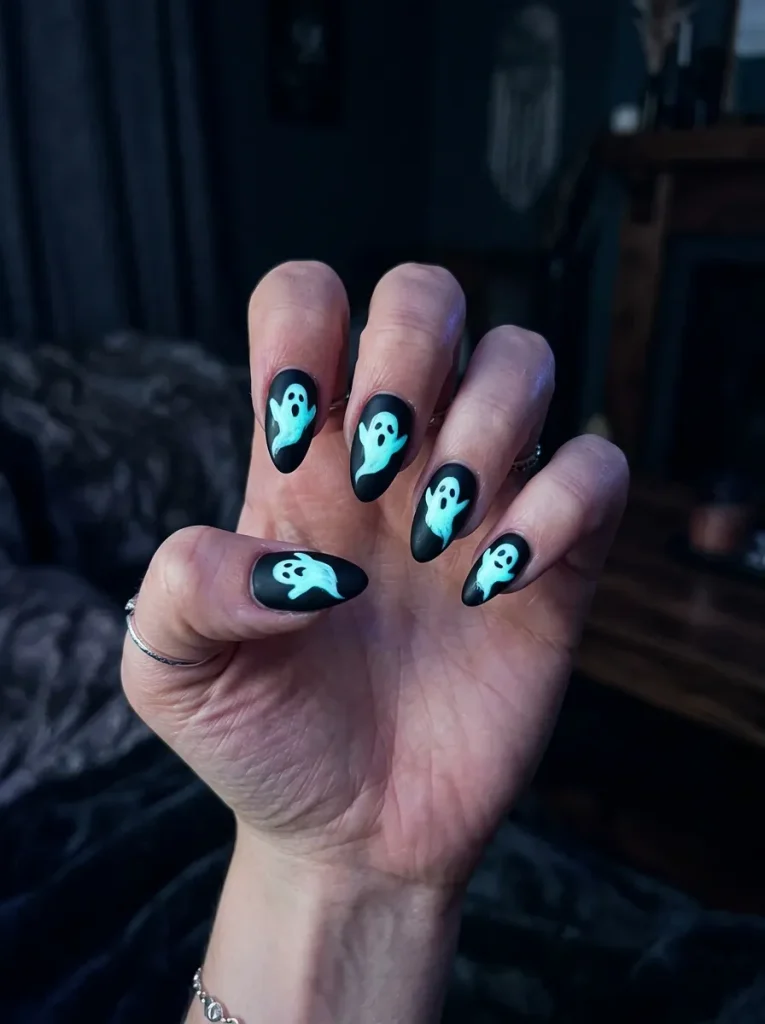 Glow-in-the-Dark Ghost Nails