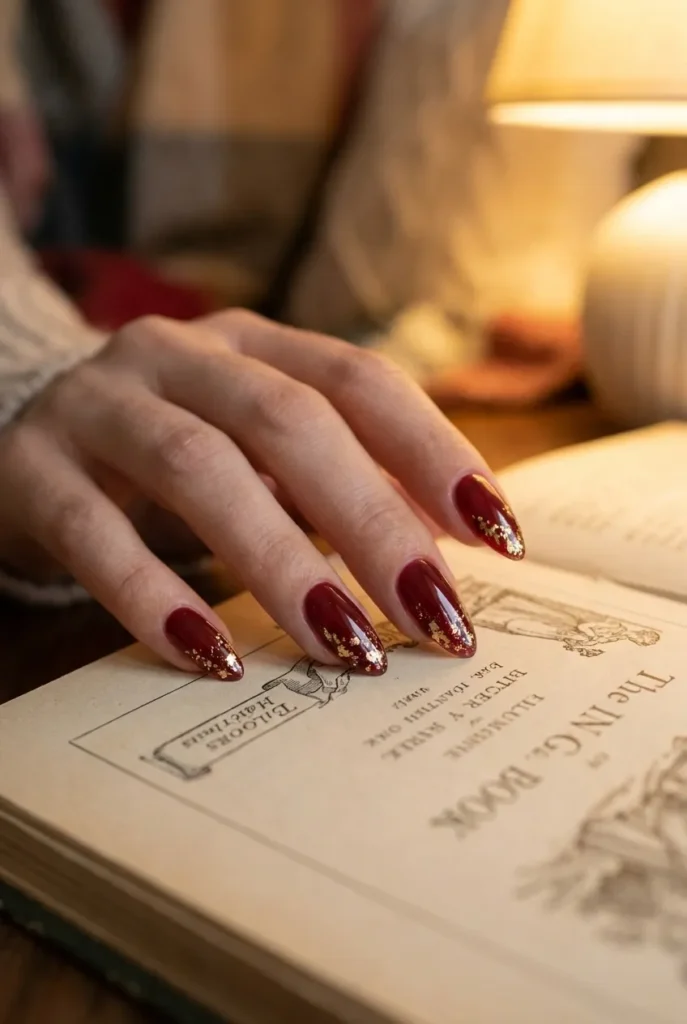 Gold foil flecks across the tips