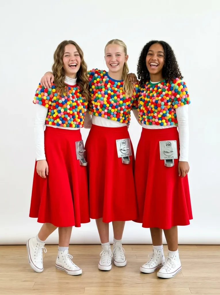 Gumball Machine Trio in Red and Rainbow