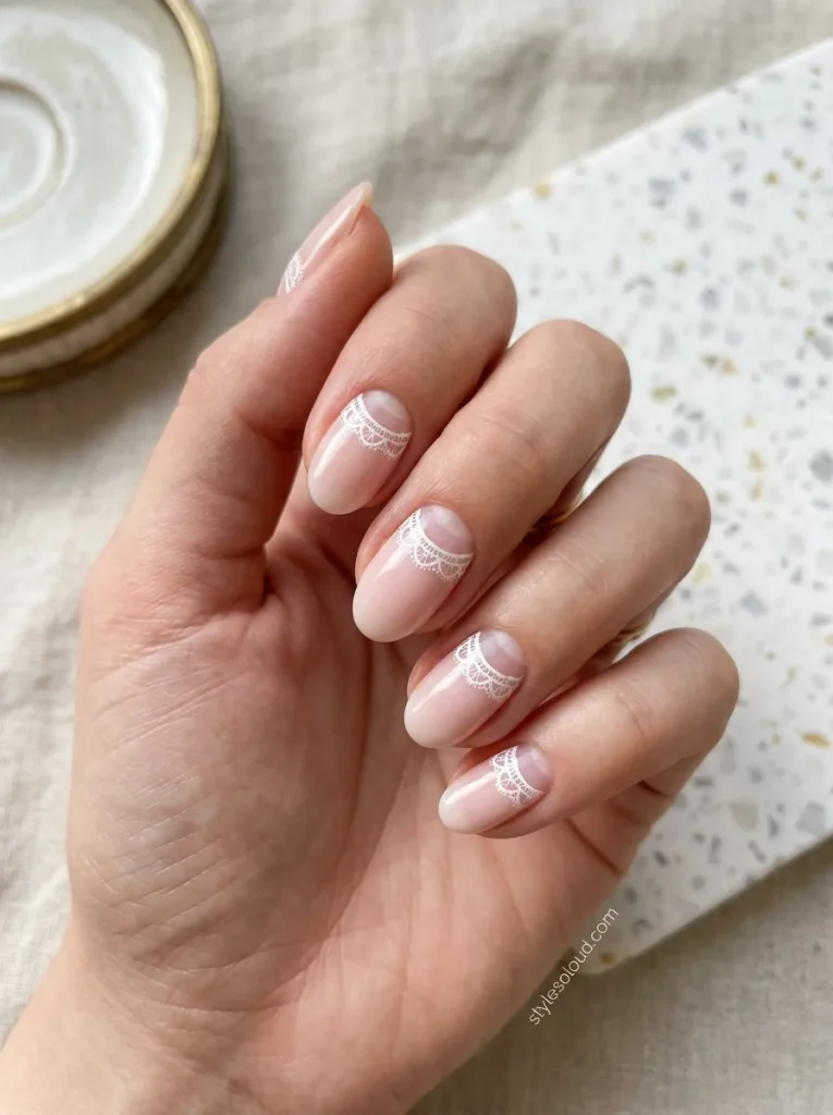 Half-Moon Negative Space with Curved Lace Bands