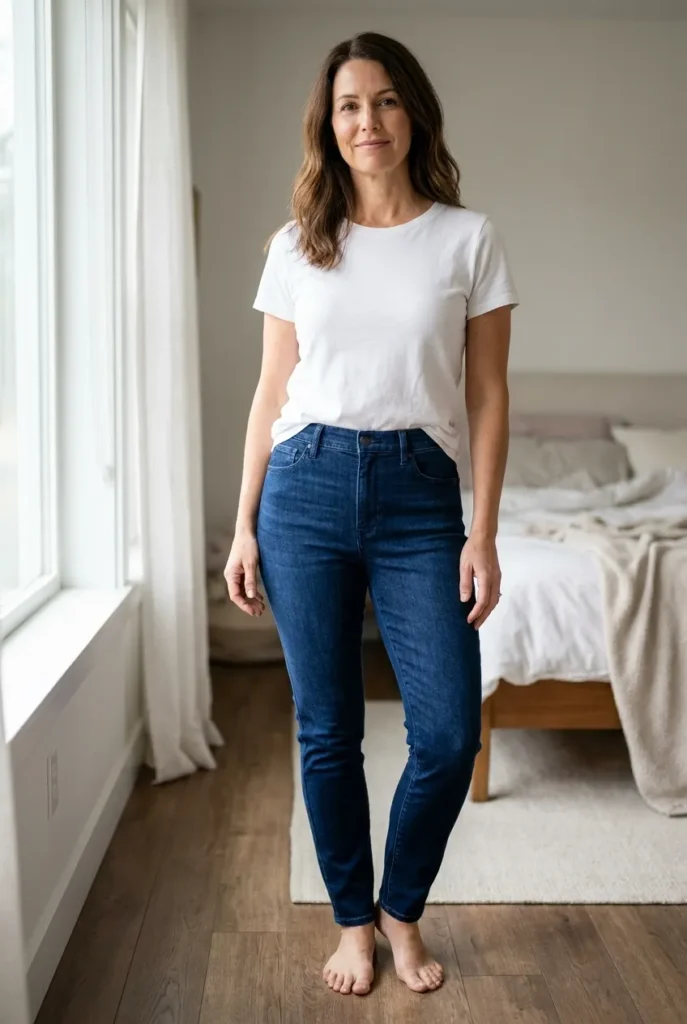High rise above the belly — deep indigo blue