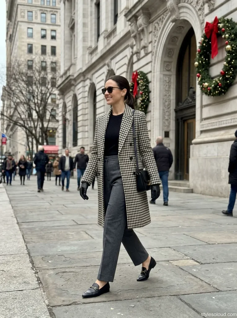 Houndstooth Coat & Wool Trousers
