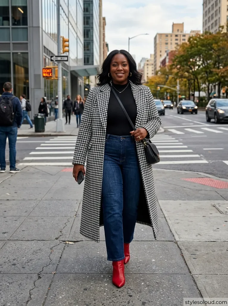 Houndstooth Wool Coat