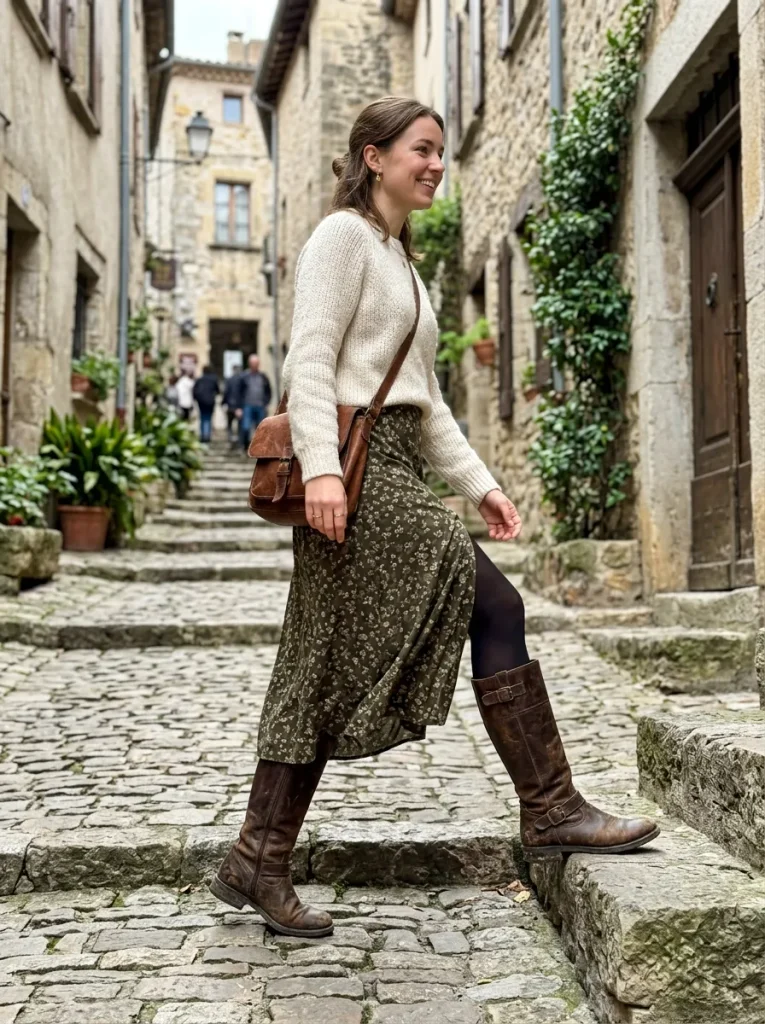 Knee-High Brown Boots to Ground the Look