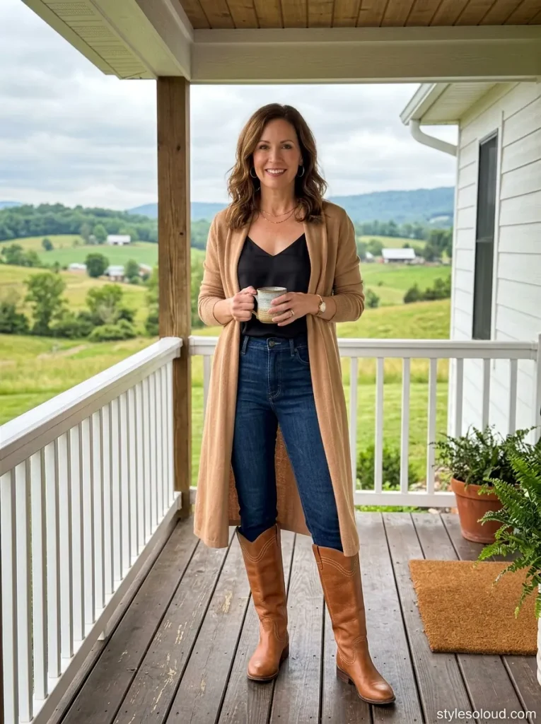 Knit Duster & Silk Cami