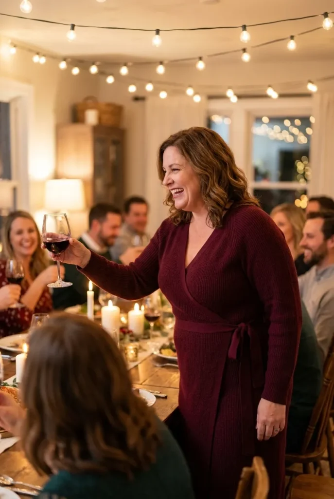 Knit wrap dress — deep burgundy