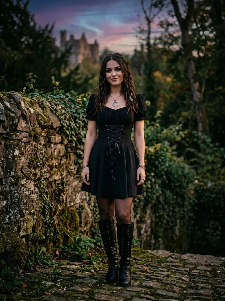 A Lace-Up Bodice Mini Dress for a Flirty Witch