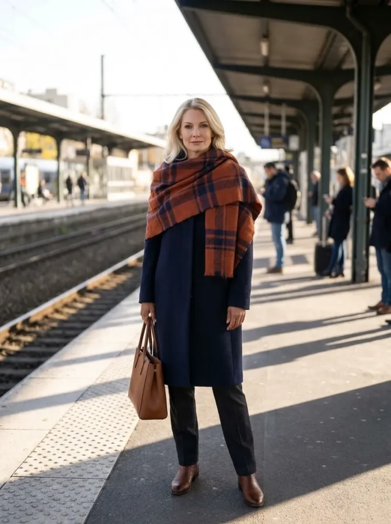 Large Blanket Scarf (Rust Orange Plaid)