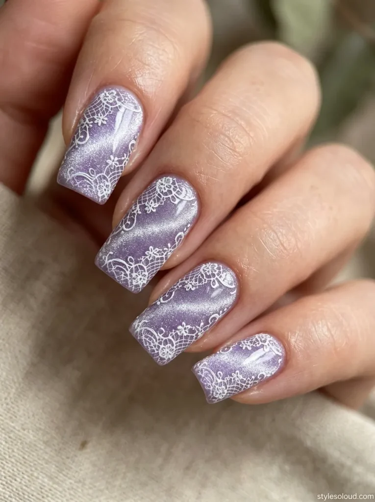 Lavender Velvet Magnetic Base with White Lace Overlay