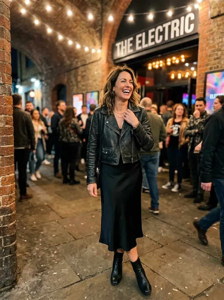 Leather Jacket + Slip Skirt