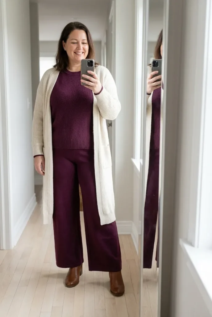Long Cardigan Over a One-Color Column