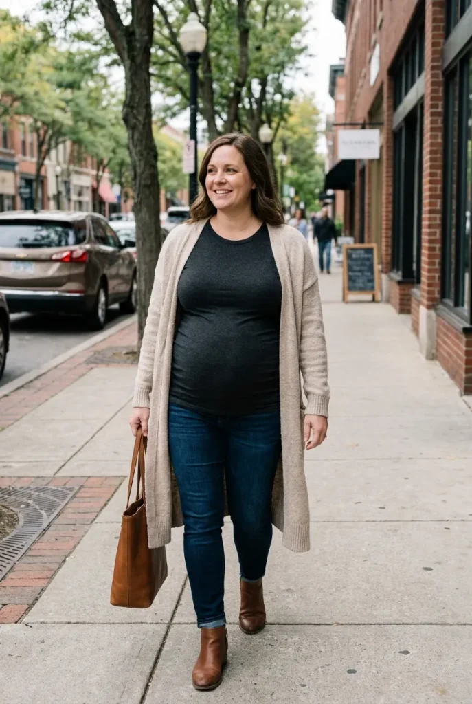 Long Open Cardigan — Oatmeal Beige