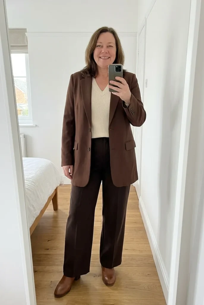 Longline Blazer Over Trousers