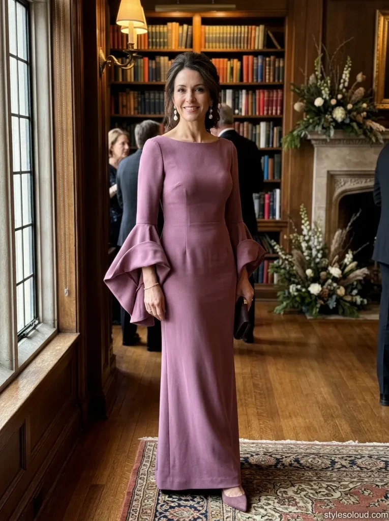 Mauve Crepe Fluted Sleeves