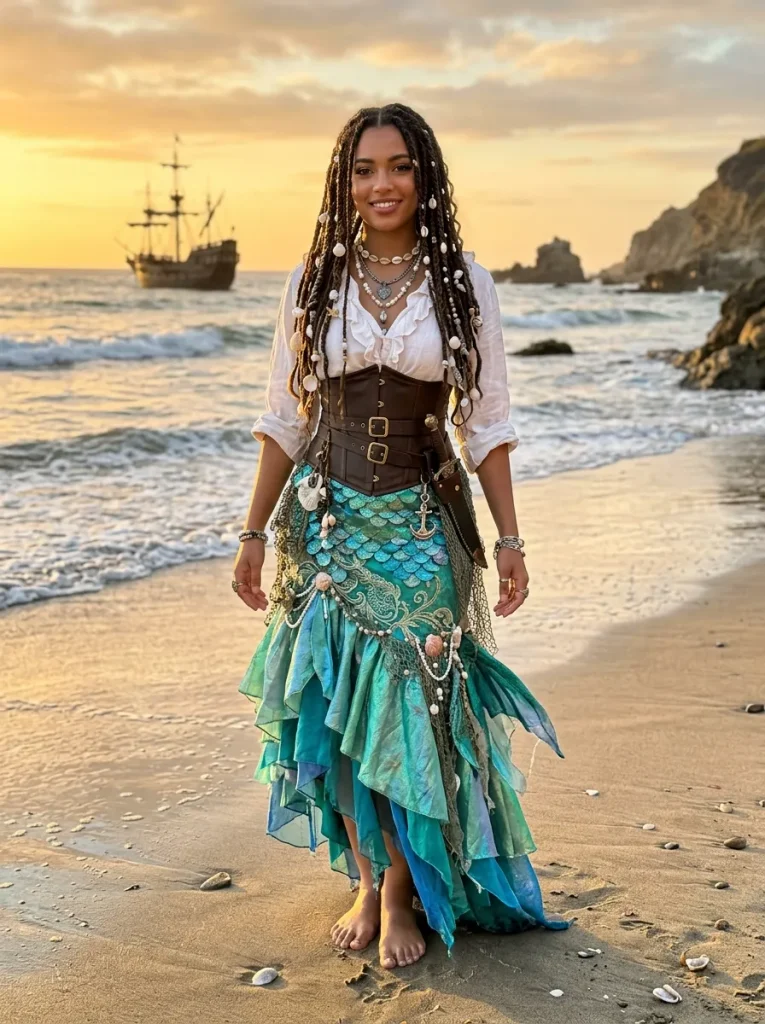 A Mermaid-Pirate Crossover Look