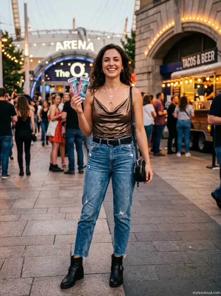 Metallic Cowl Cami & Mom Jeans