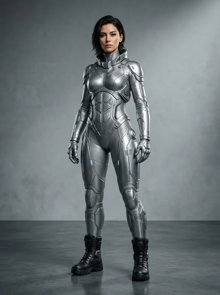 A Metallic Silver Futuristic Suit