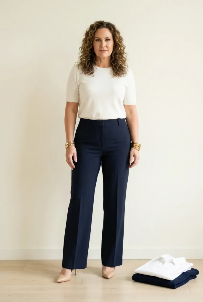 Mix-and-match capsule — soft white and navy