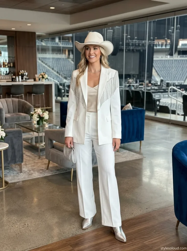 Monochromatic White Western Suit