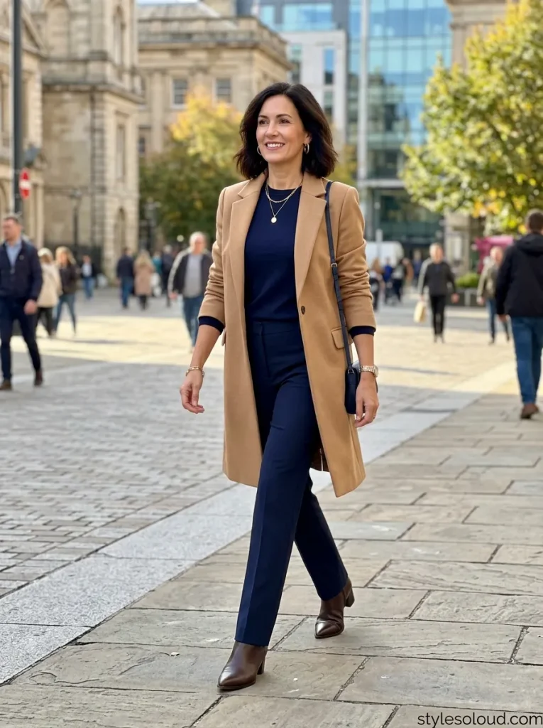  Monochrome Column of Color with a Tailored Longline Blazer