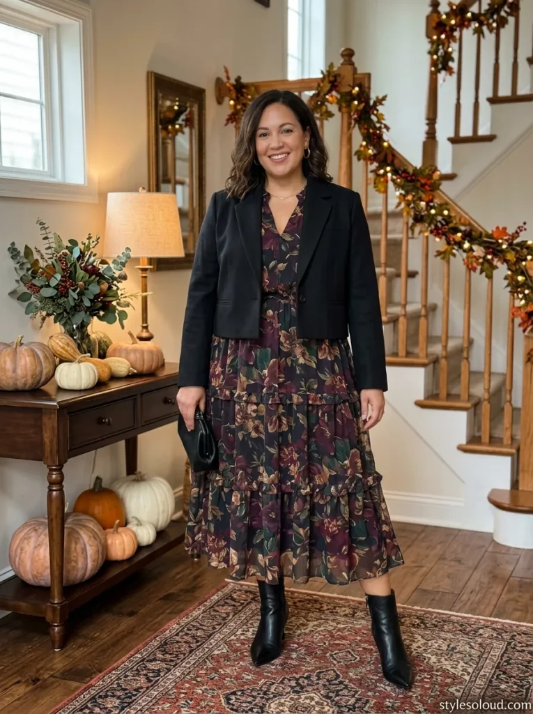 Moody Floral Dress & Blazer