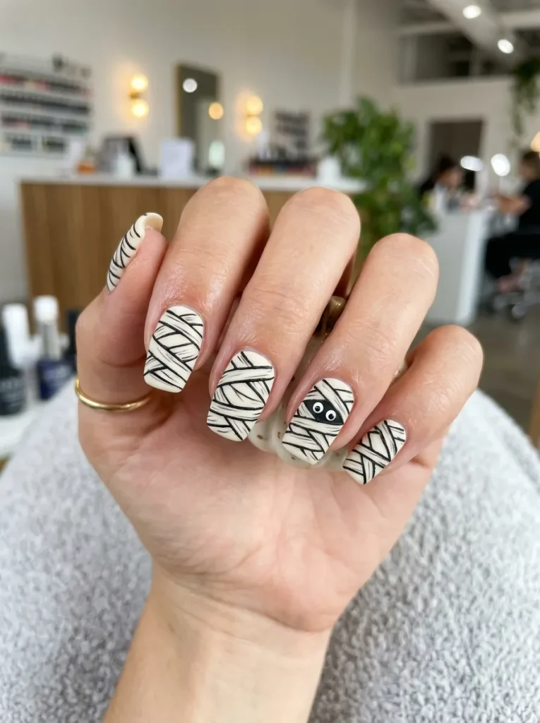 Mummy Wrap Nails in Cream