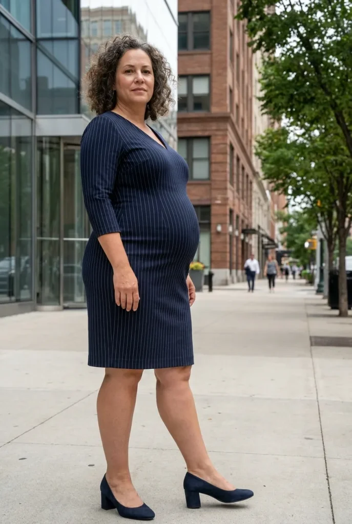 Navy Pinstripe Dress
