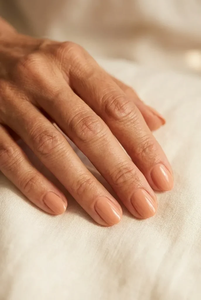 Nude matched to undertone (warm) nails design