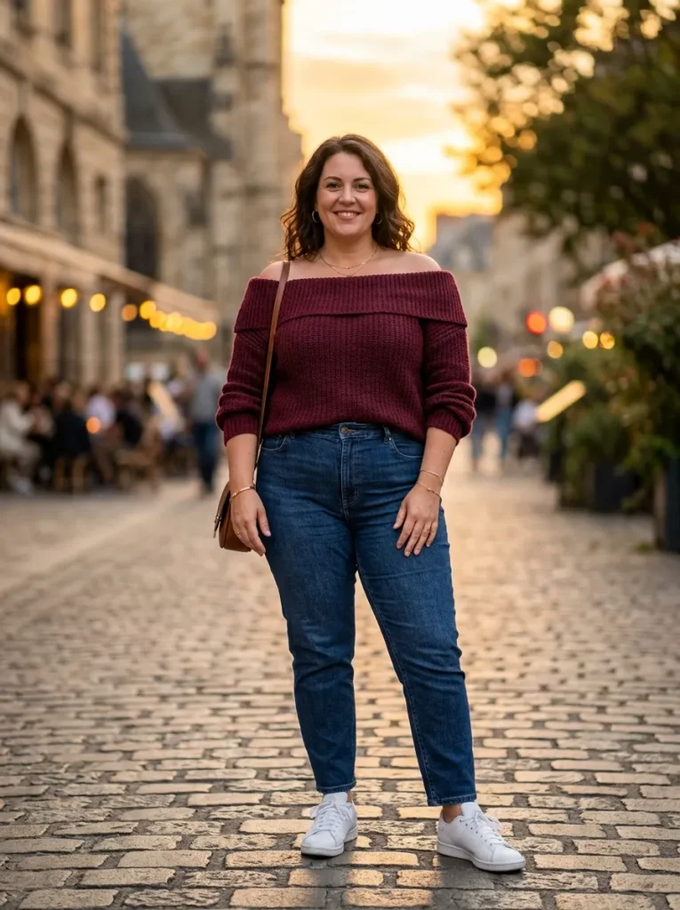 An Off-Shoulder Knit for a Soft, Romantic Neckline