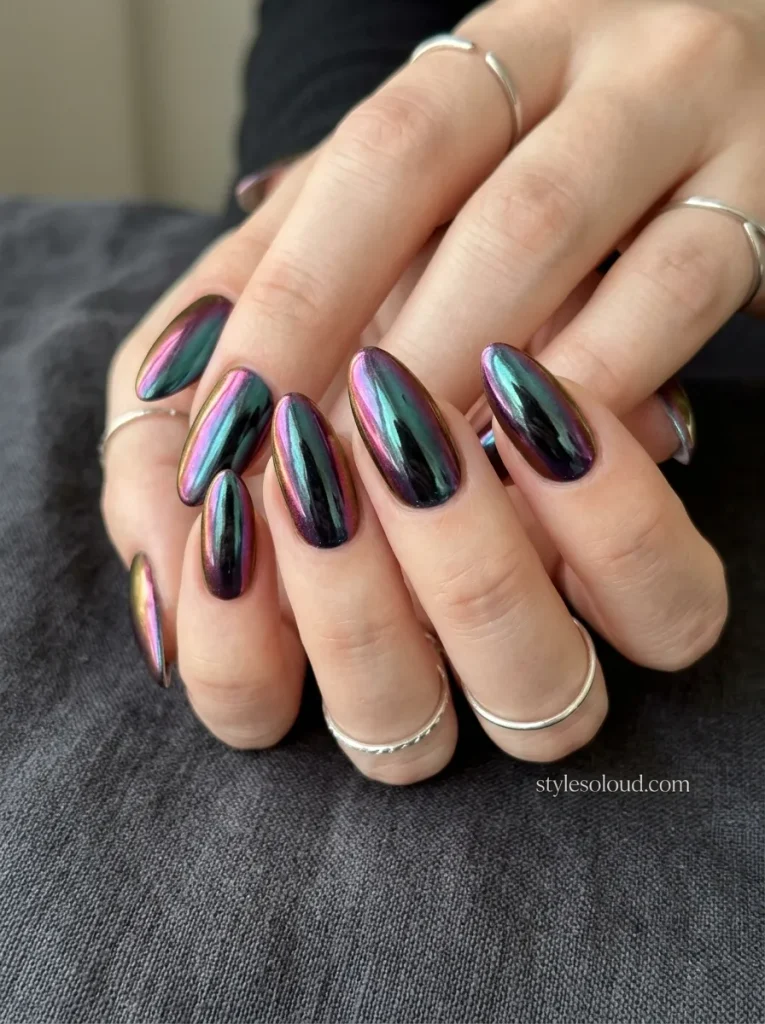 Oil-Slick Iridescent Rainbow Chrome