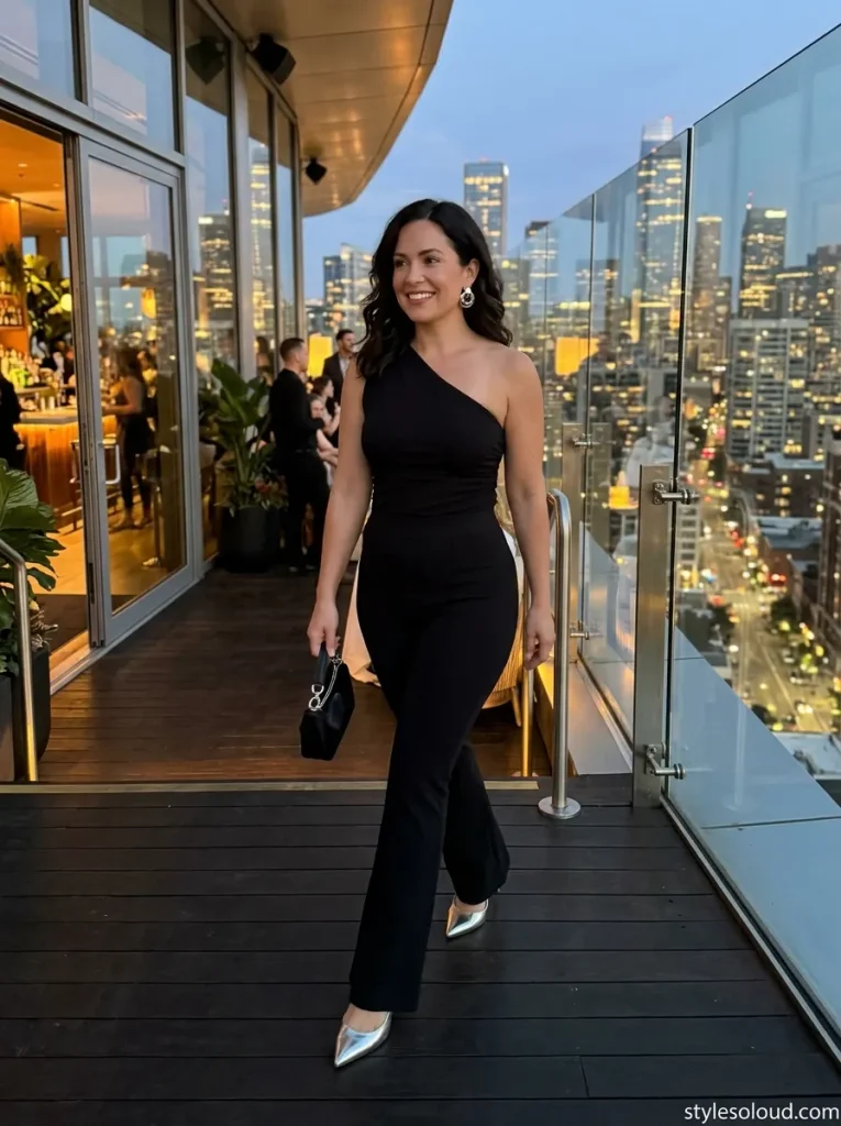 One-Shoulder Top & Ponte Flares