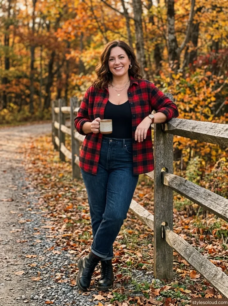 Oversized Plaid Flannel Layered over a Smoothing Bodysuit