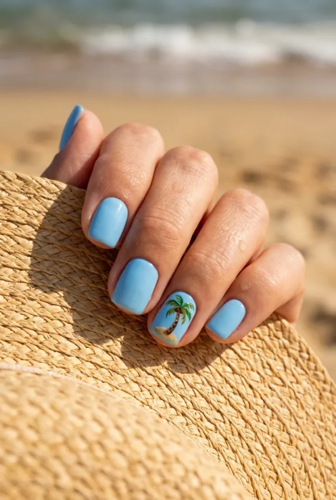 Palm trees on one nails ART